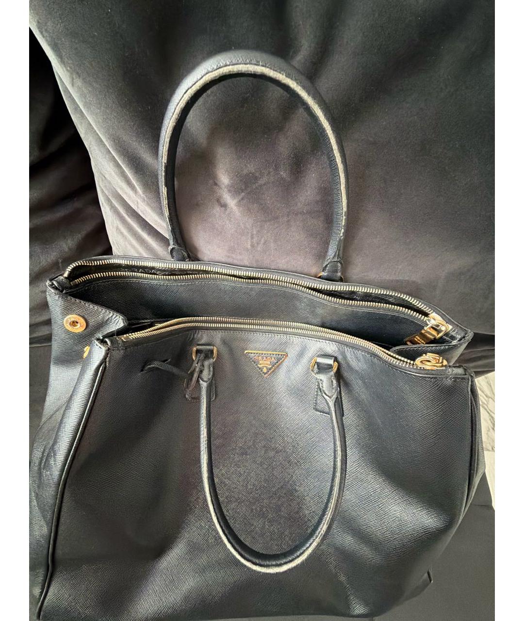 PRADA Черная кожаная сумка тоут, фото 7