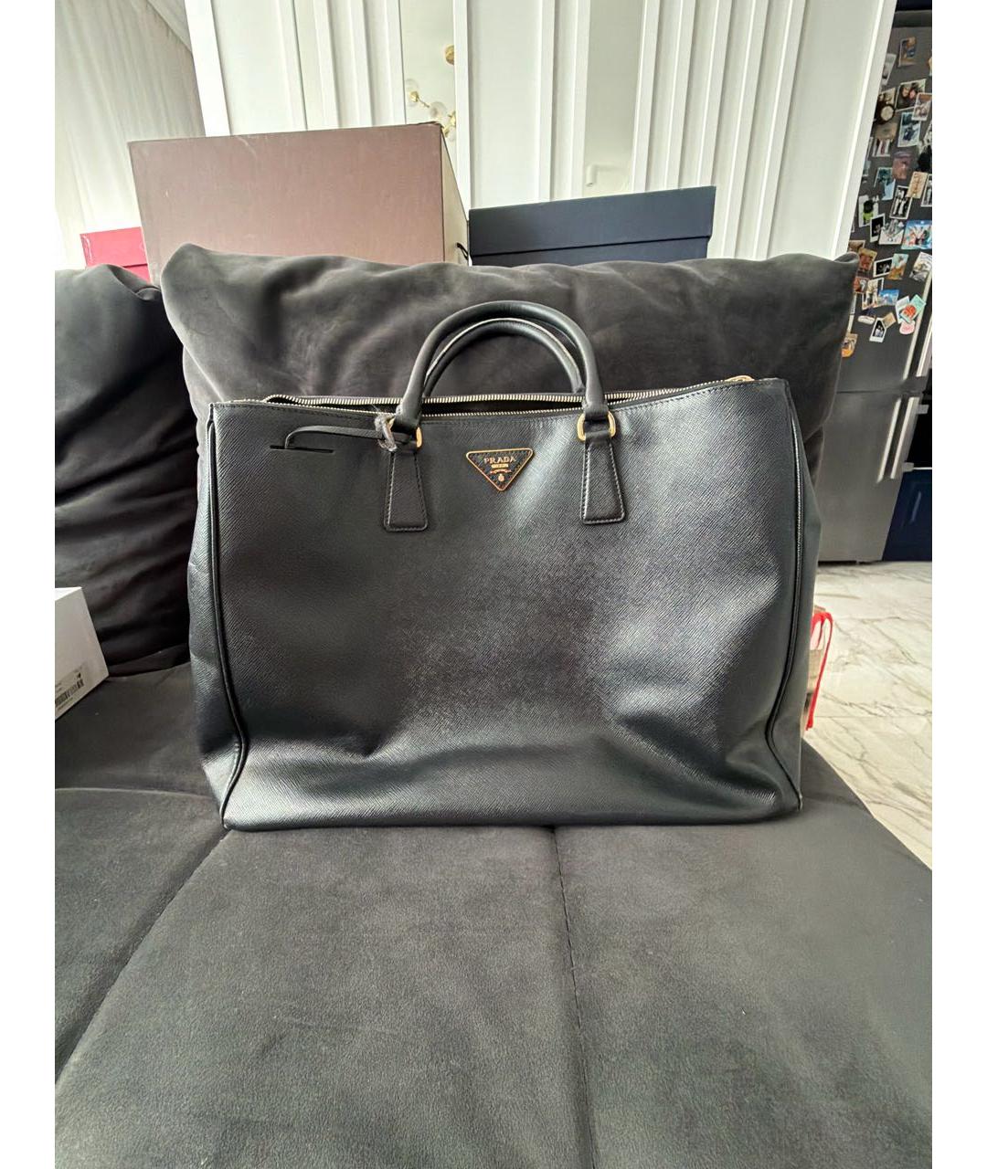 PRADA Черная кожаная сумка тоут, фото 9