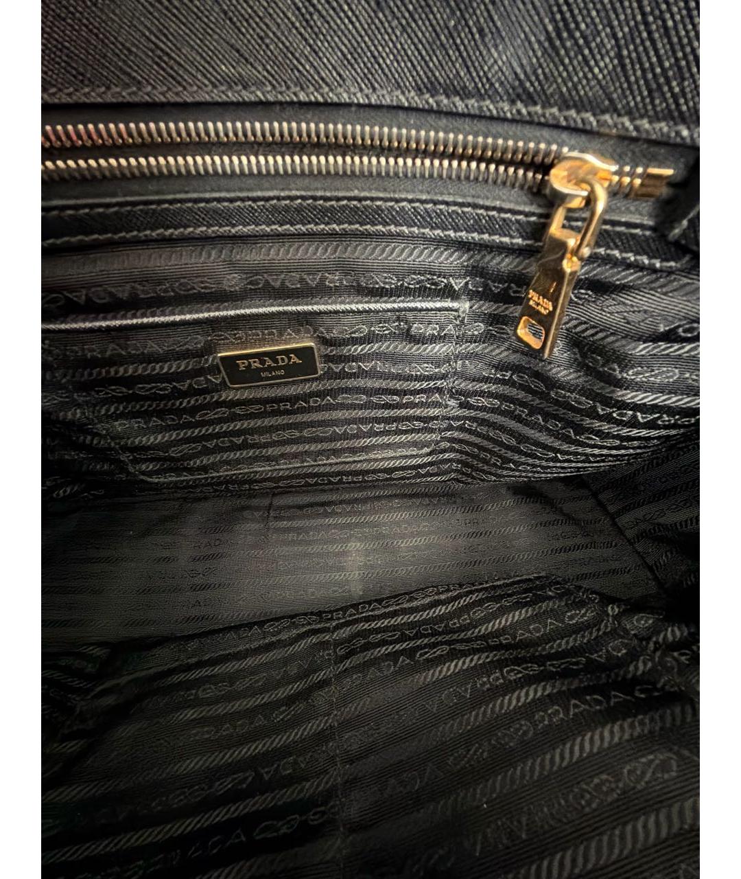 PRADA Черная кожаная сумка тоут, фото 8