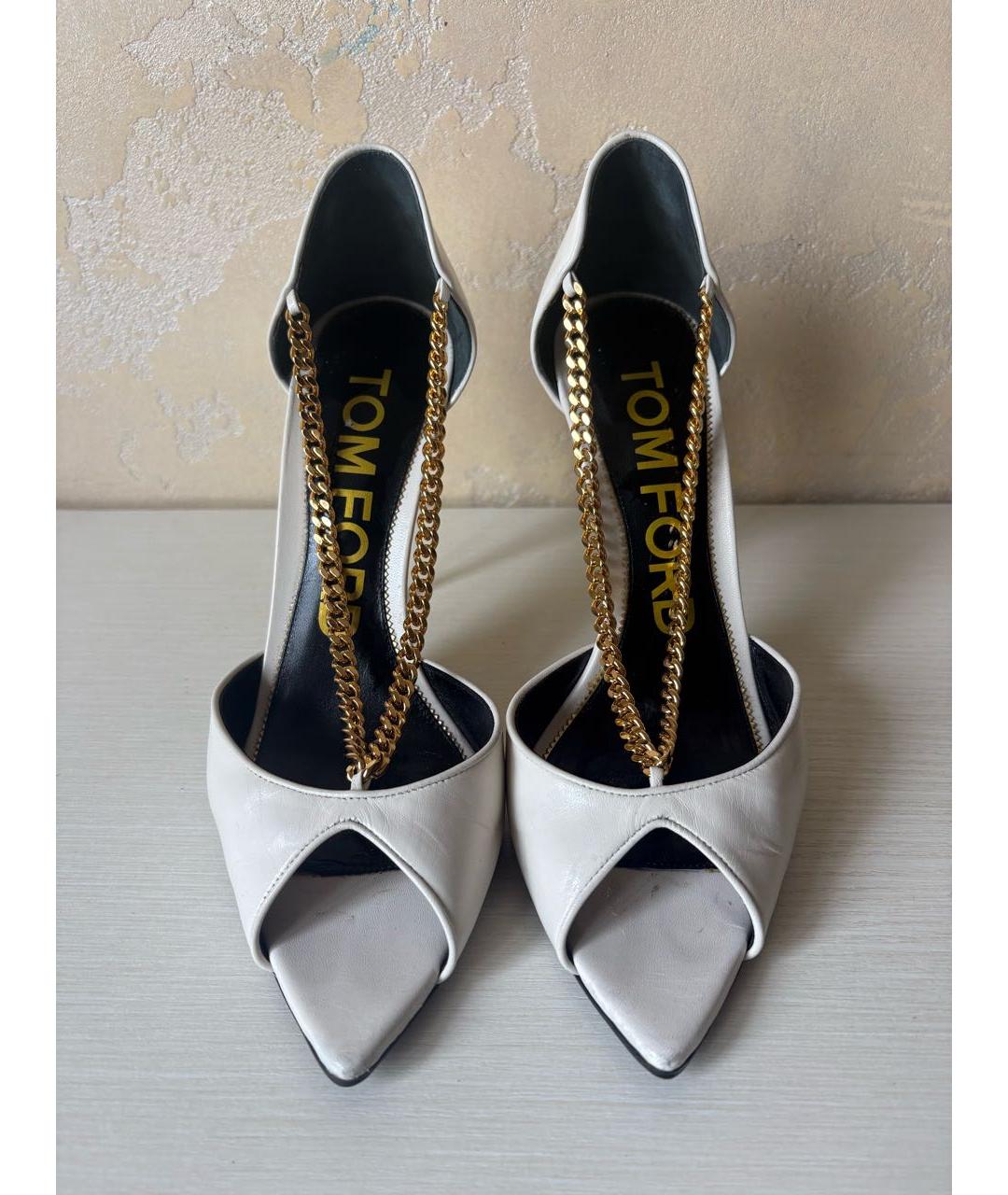 TOM FORD Белые кожаные босоножки, фото 2
