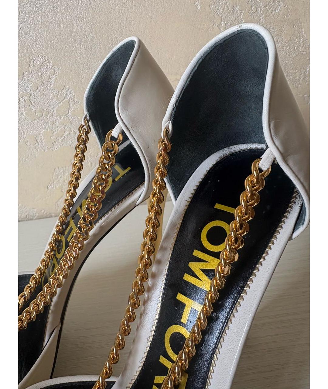 TOM FORD Белые кожаные босоножки, фото 6