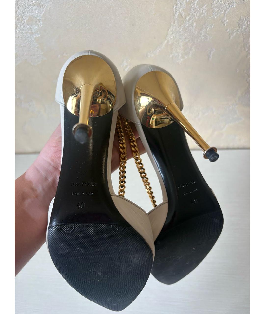TOM FORD Белые кожаные босоножки, фото 7
