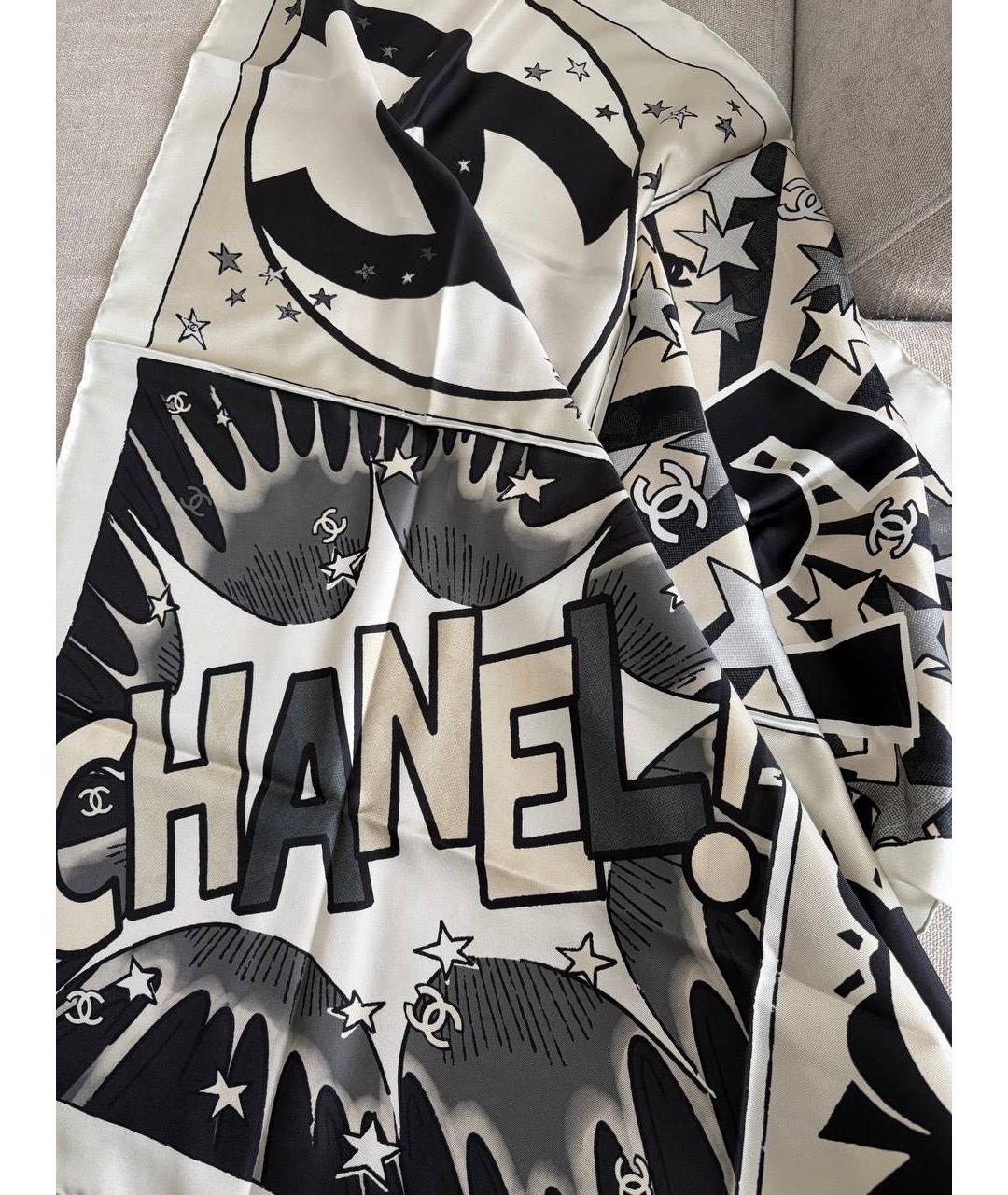 CHANEL Бежевый шелковый платок, фото 3