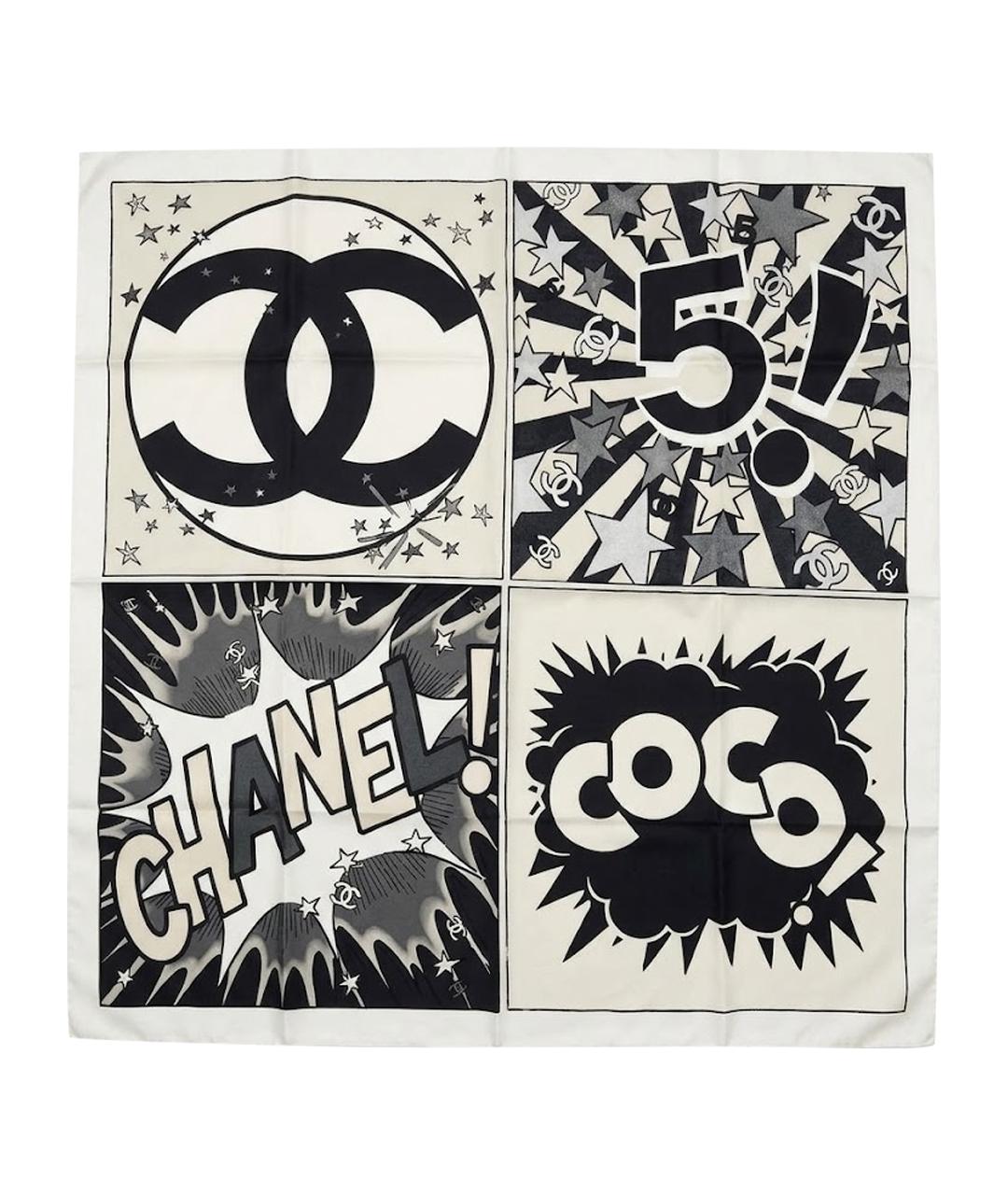 CHANEL Бежевый шелковый платок, фото 1