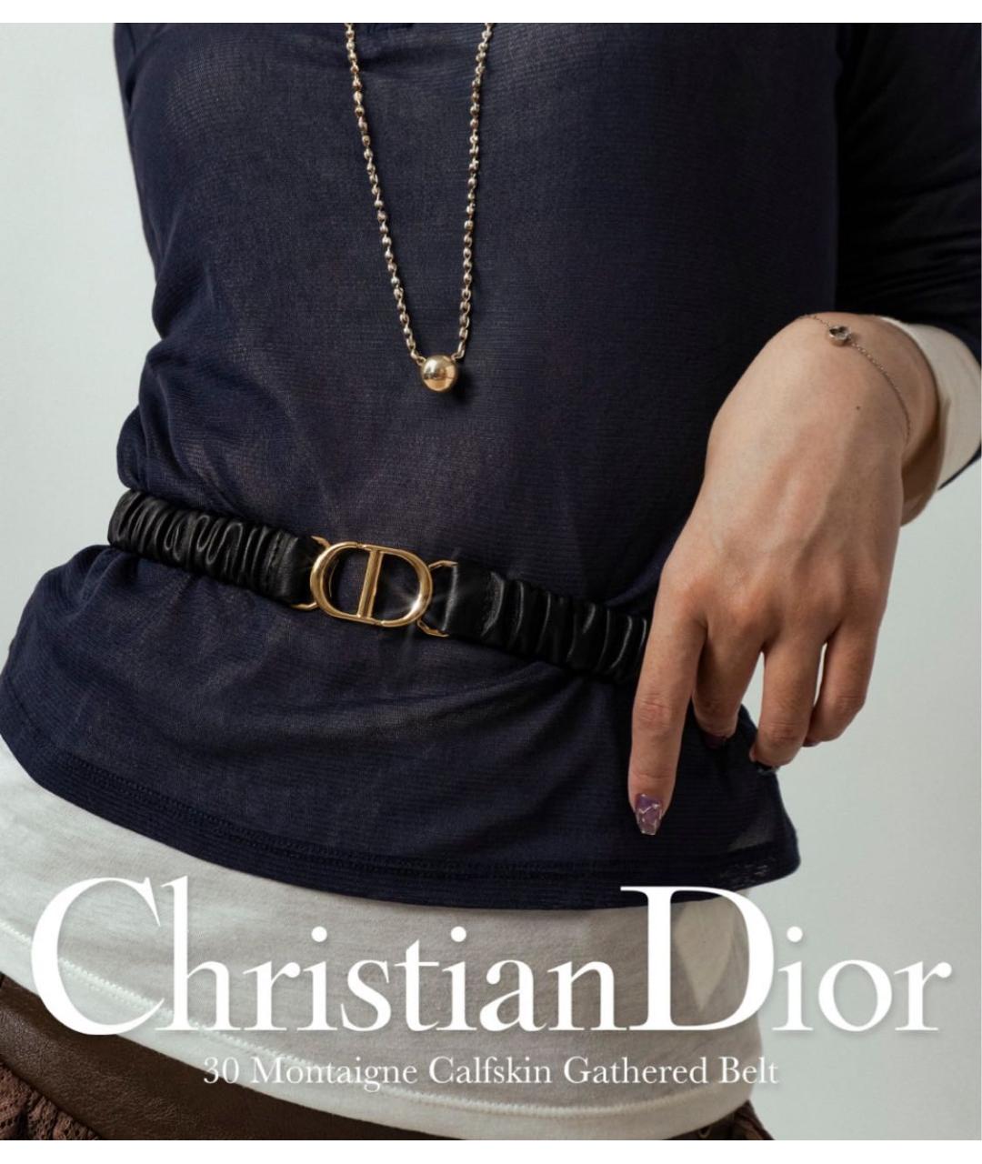 CHRISTIAN DIOR Черный кожаный ремень, фото 8