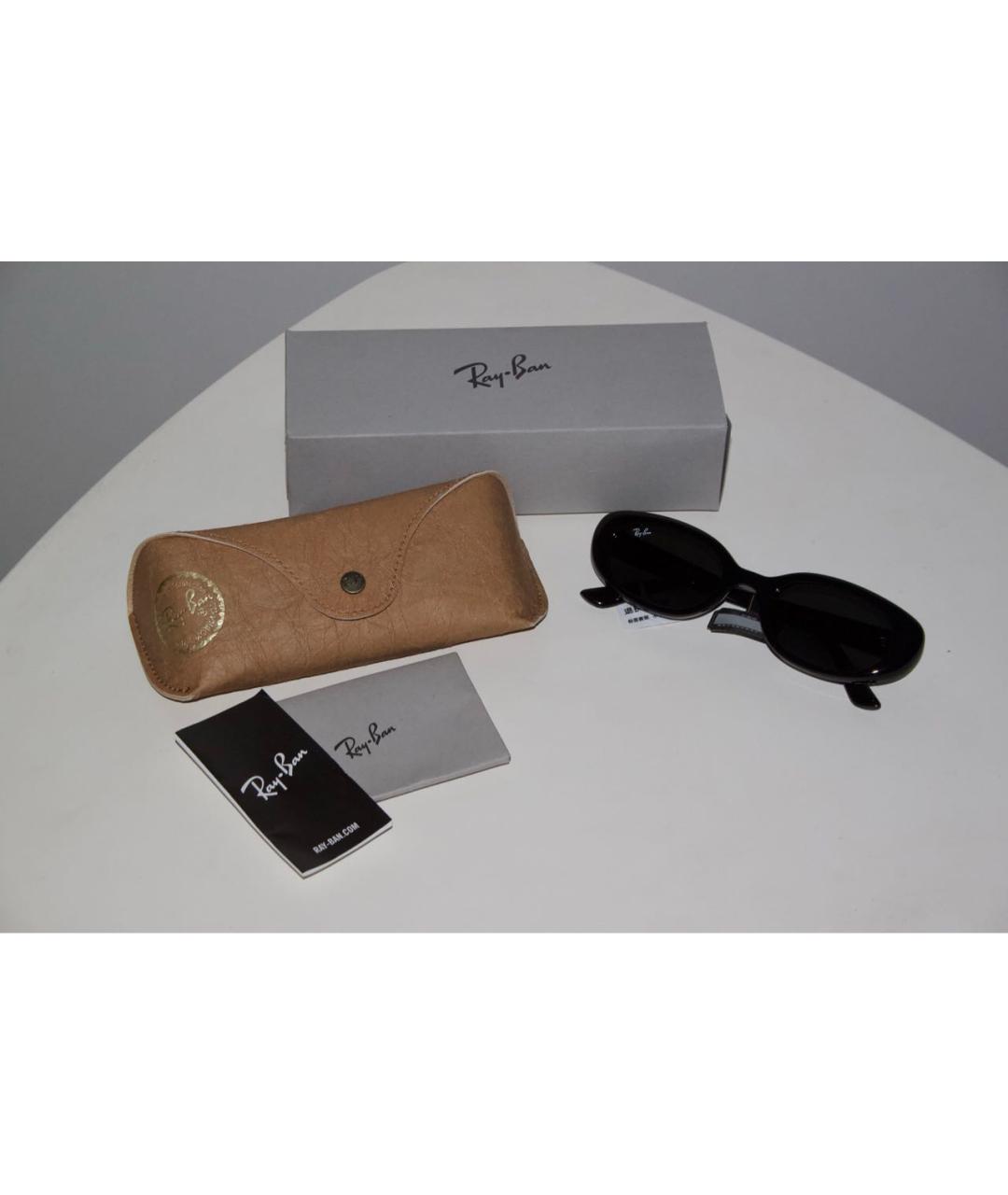RAY BAN Черные пластиковые солнцезащитные очки, фото 4