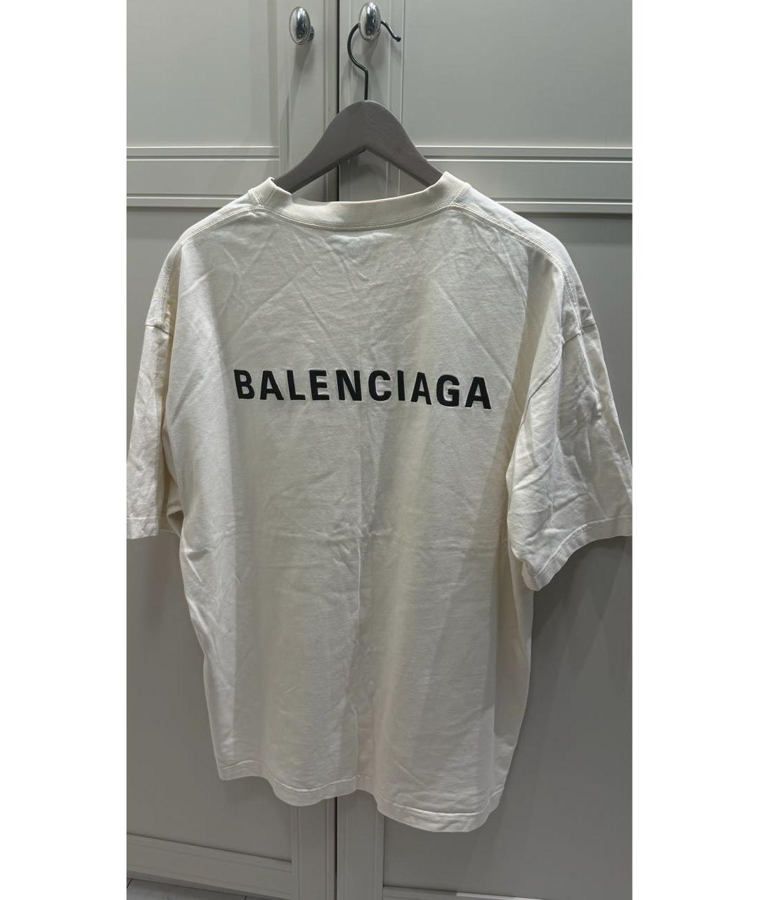 BALENCIAGA Бежевая хлопко-полиэстеровая футболка, фото 2