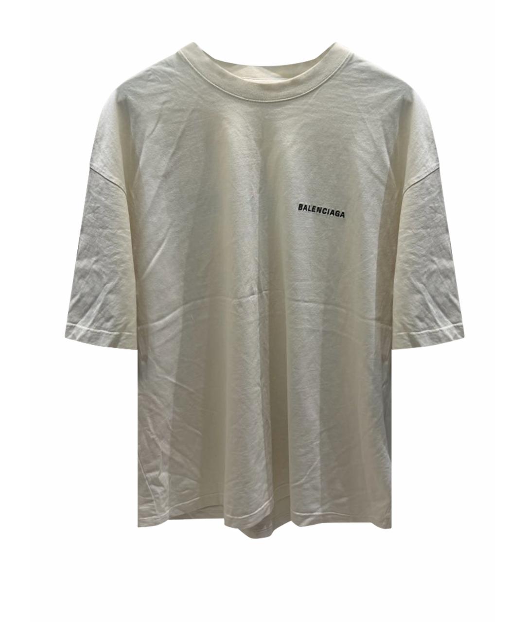 BALENCIAGA Бежевая хлопко-полиэстеровая футболка, фото 1