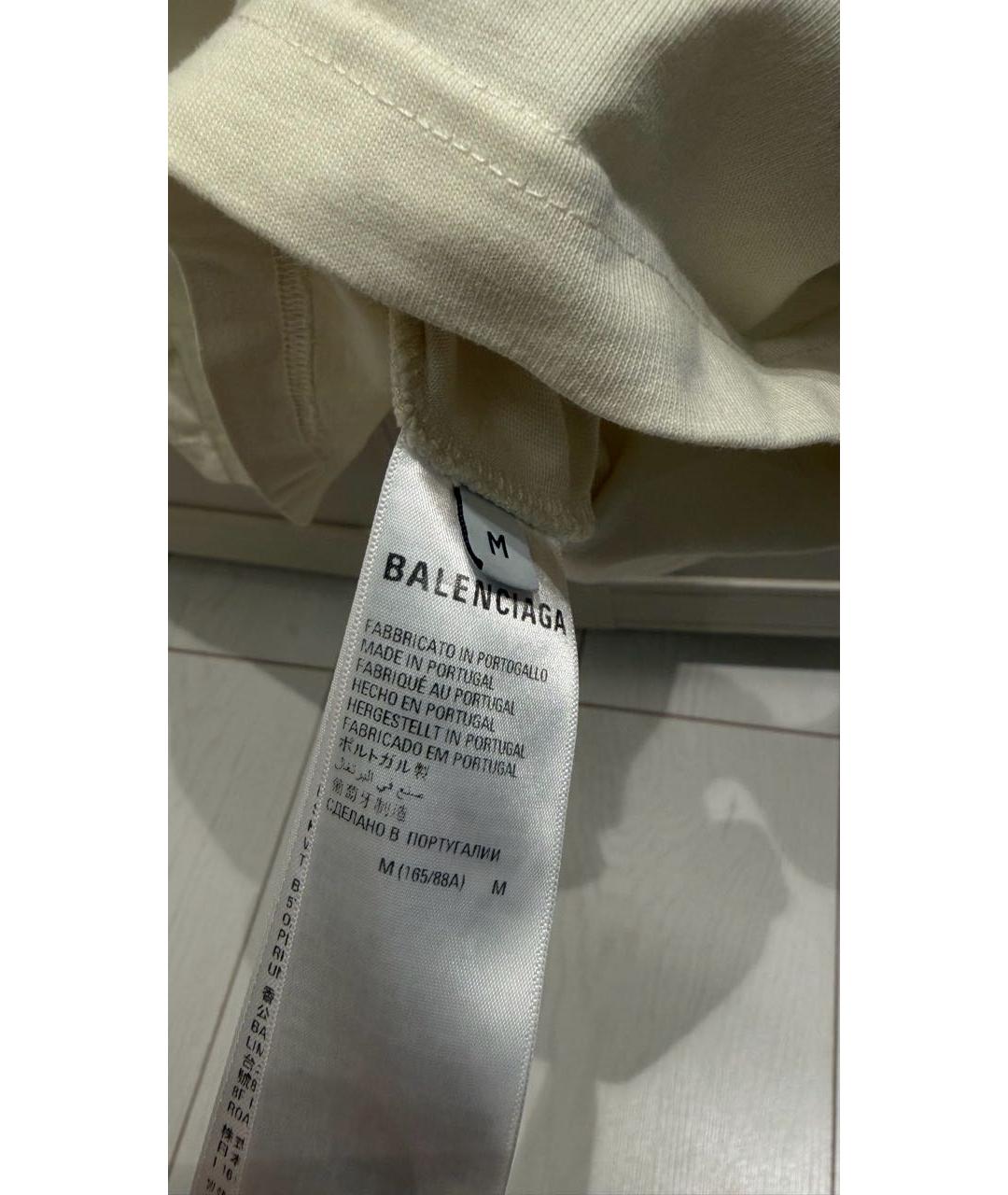 BALENCIAGA Бежевая хлопко-полиэстеровая футболка, фото 5