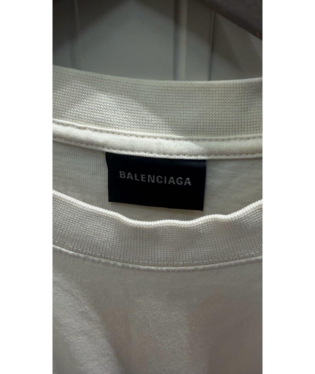 BALENCIAGA Бежевая хлопко-полиэстеровая футболка, фото 3