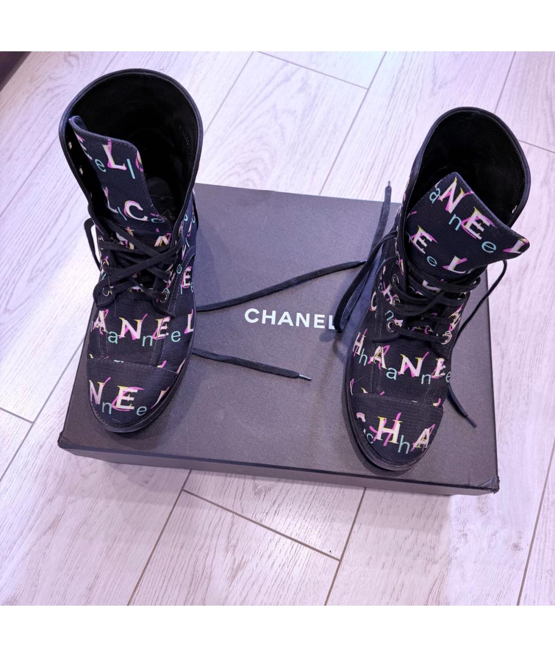 CHANEL Черные кожаные ботинки, фото 5