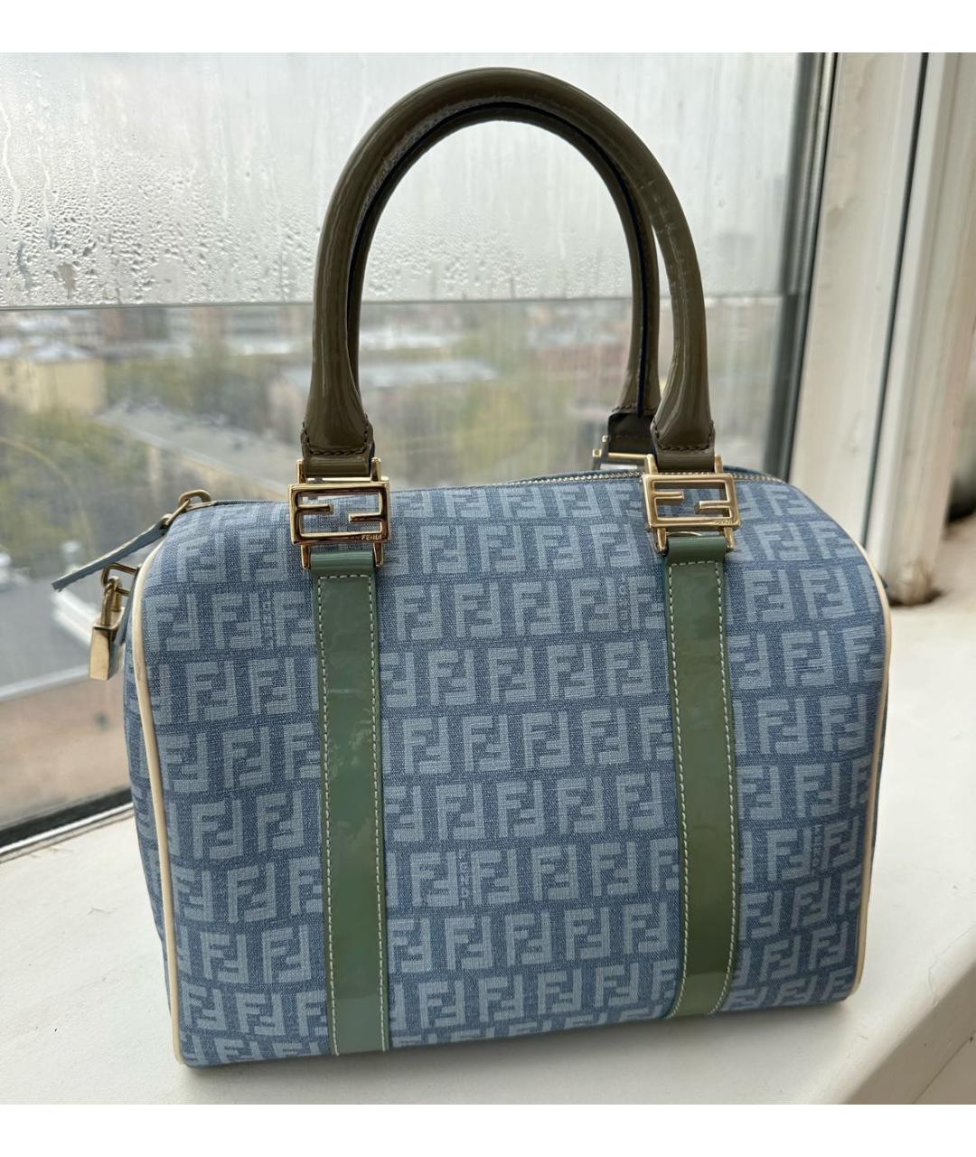 FENDI Голубая канва сумка с короткими ручками, фото 9