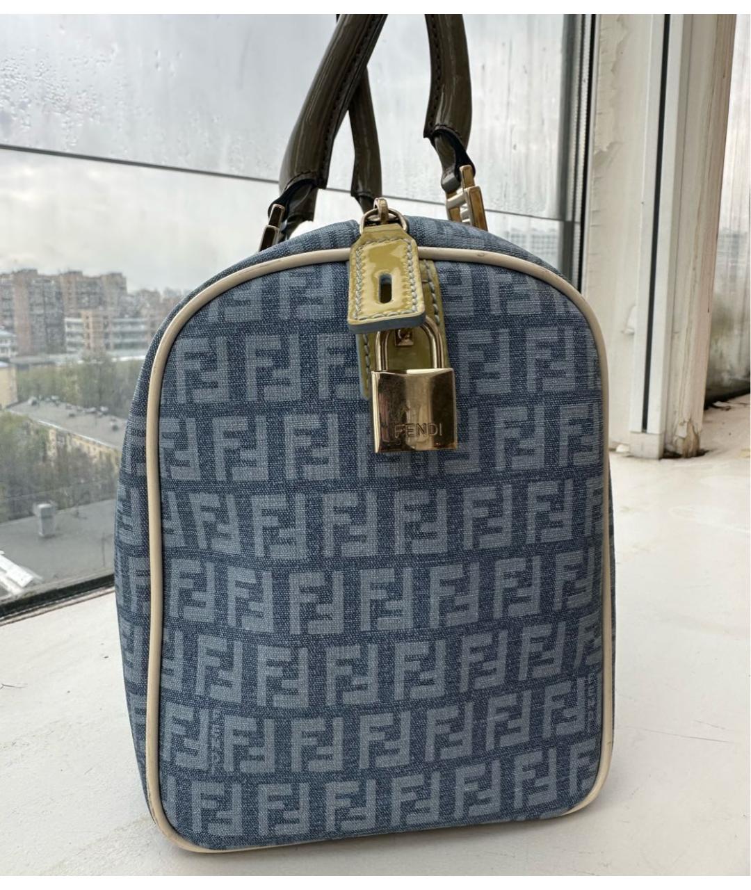 FENDI Голубая канва сумка с короткими ручками, фото 2