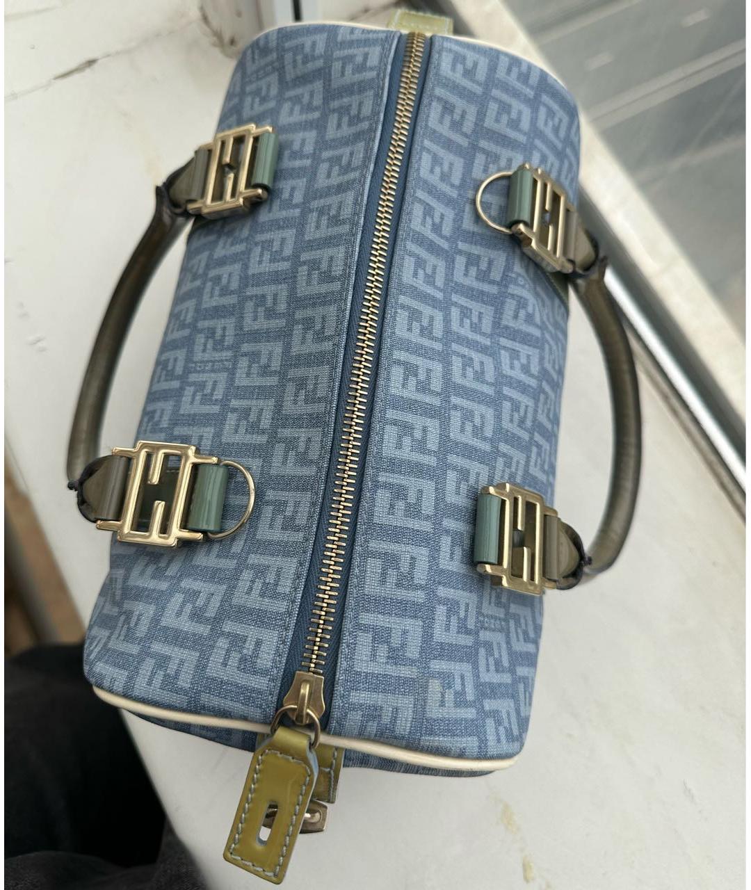 FENDI Голубая канва сумка с короткими ручками, фото 4