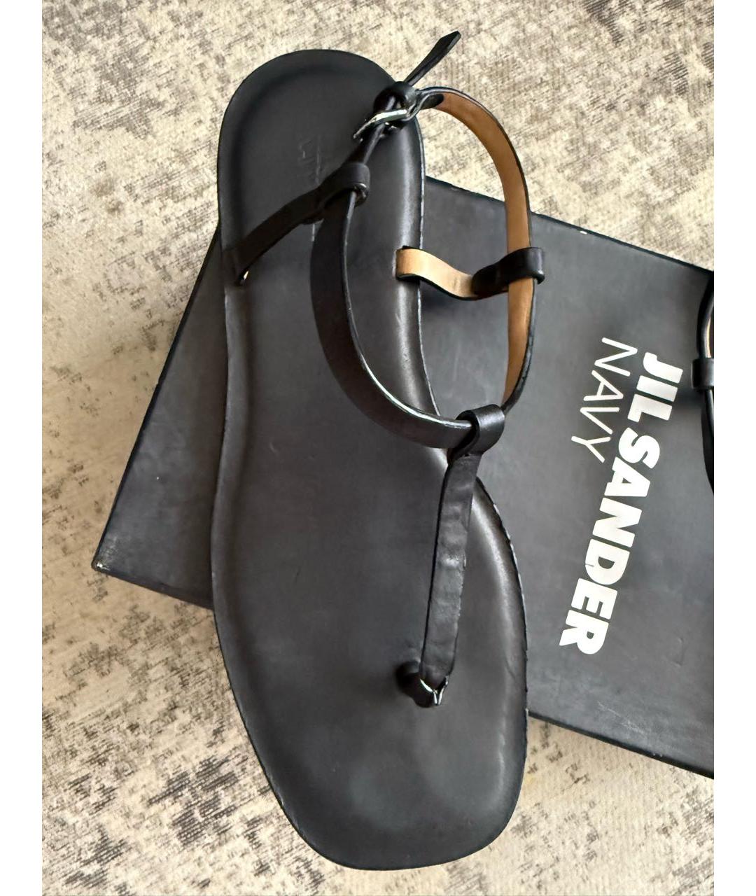 JIL SANDER Черные кожаные сандалии, фото 2