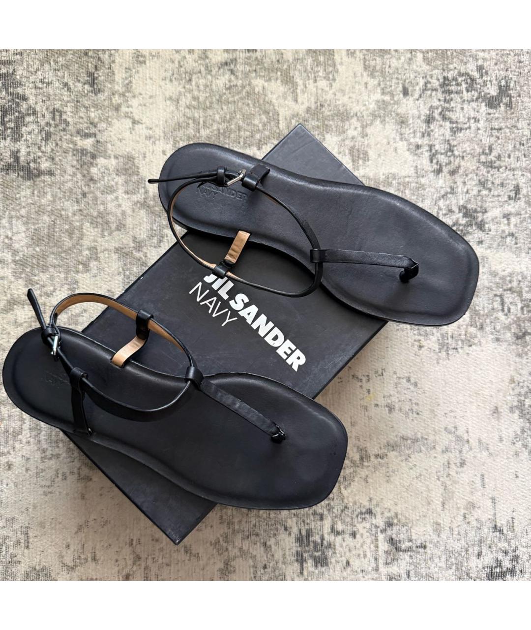 JIL SANDER Черные кожаные сандалии, фото 8