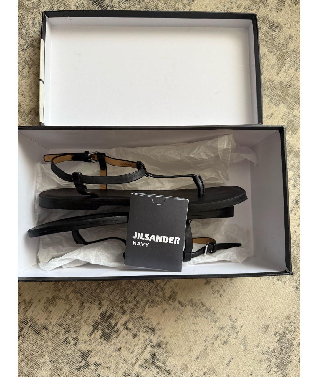 JIL SANDER Черные кожаные сандалии, фото 4