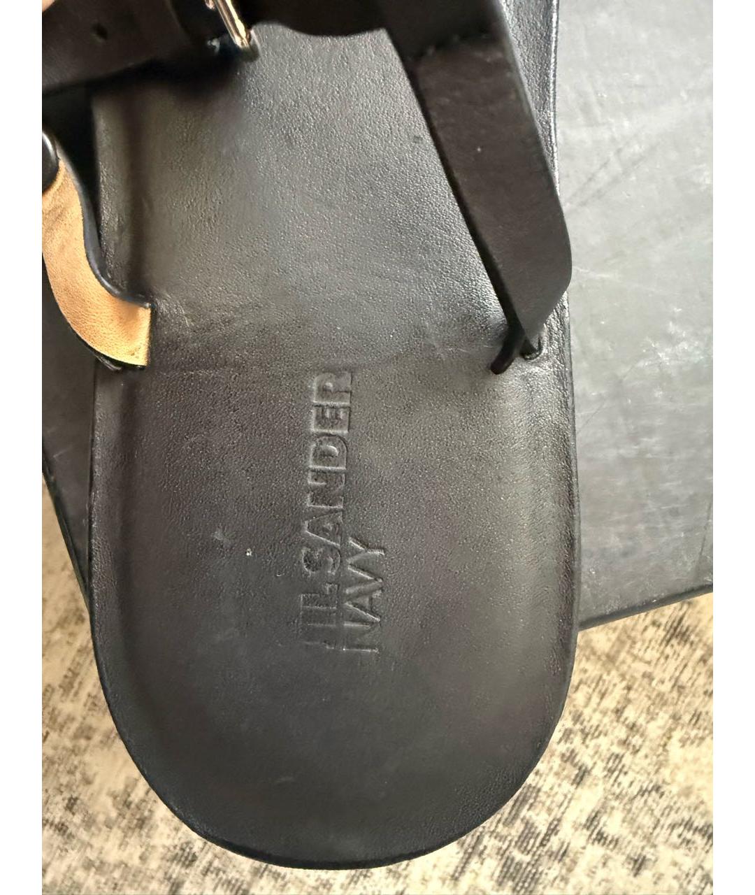 JIL SANDER Черные кожаные сандалии, фото 6
