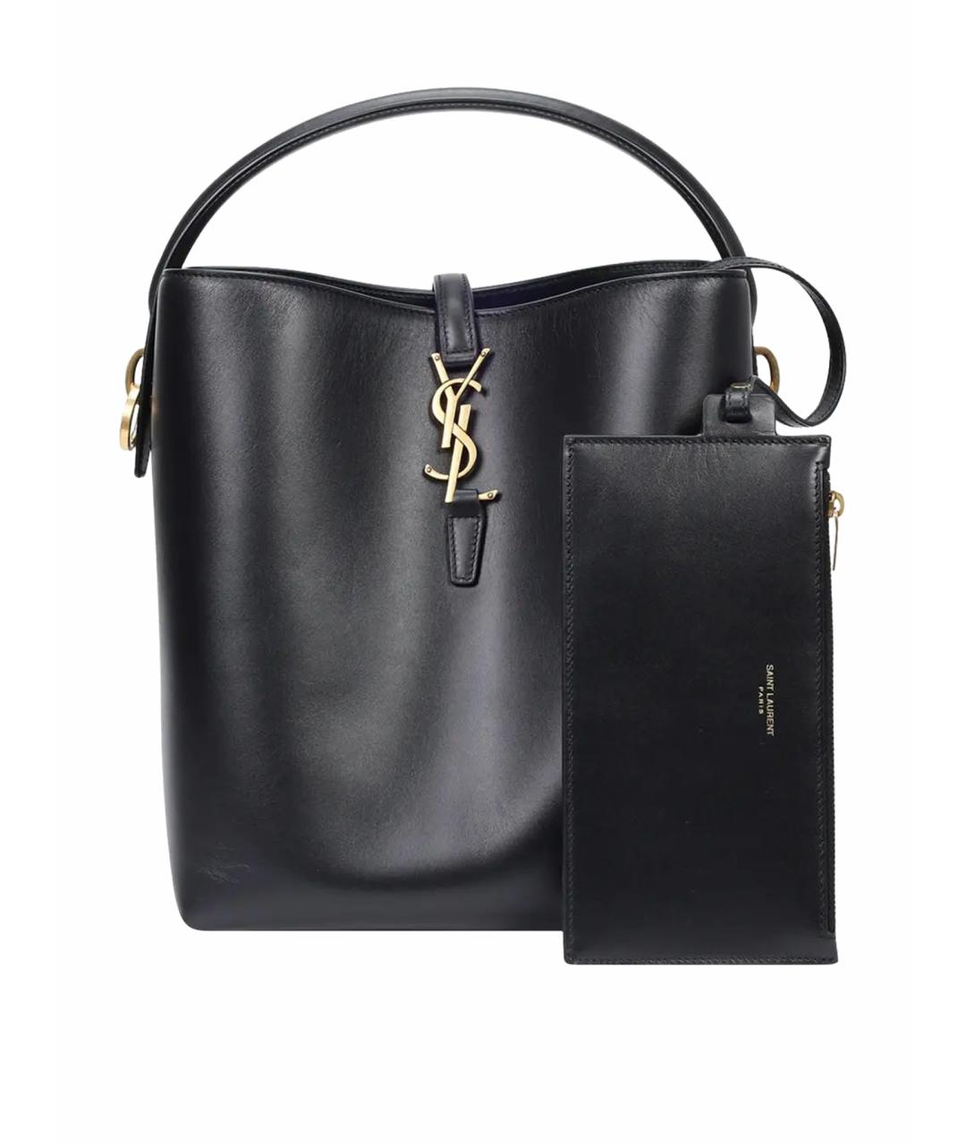 SAINT LAURENT Черная кожаная сумка тоут, фото 1
