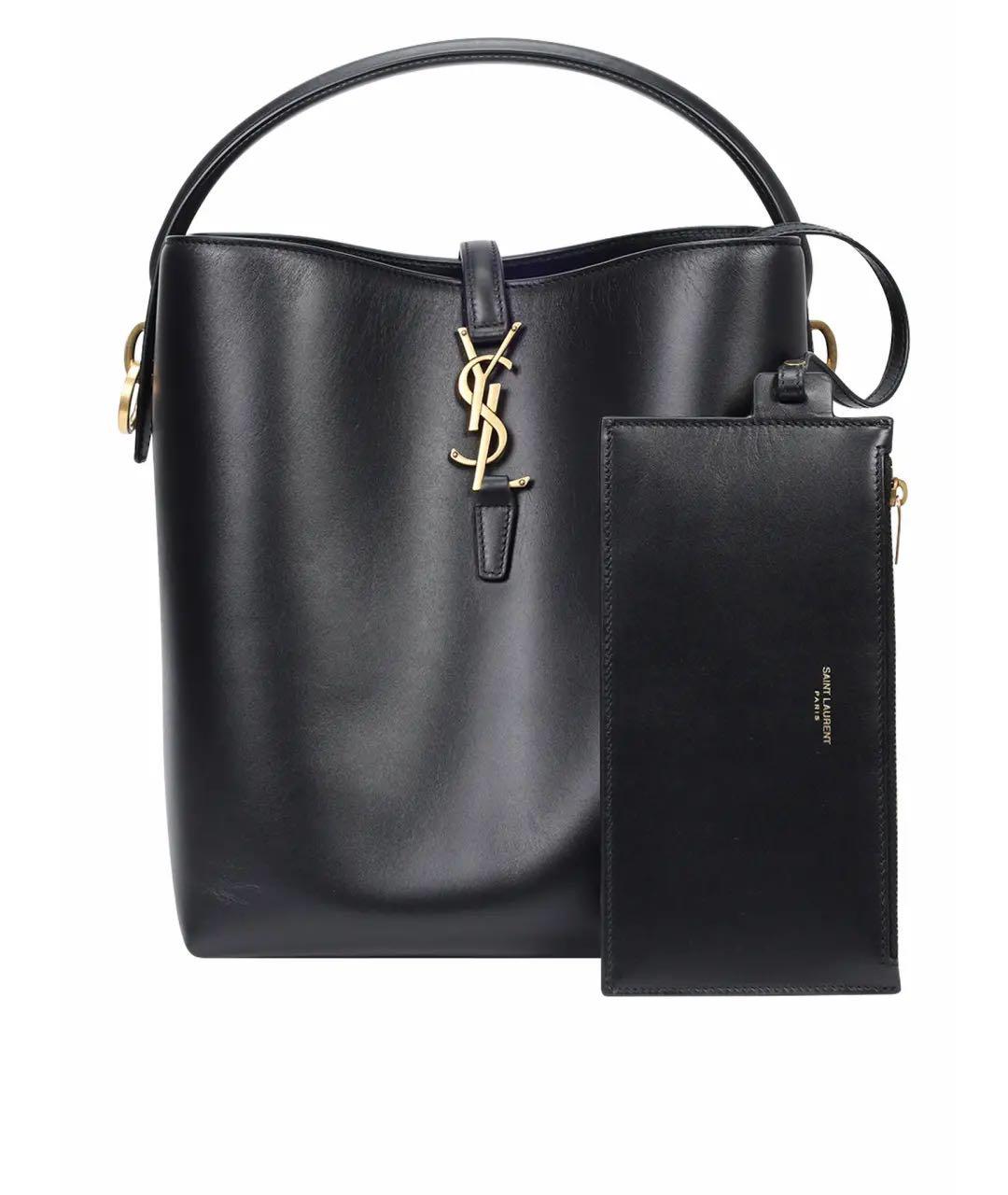 SAINT LAURENT Черная кожаная сумка тоут, фото 3