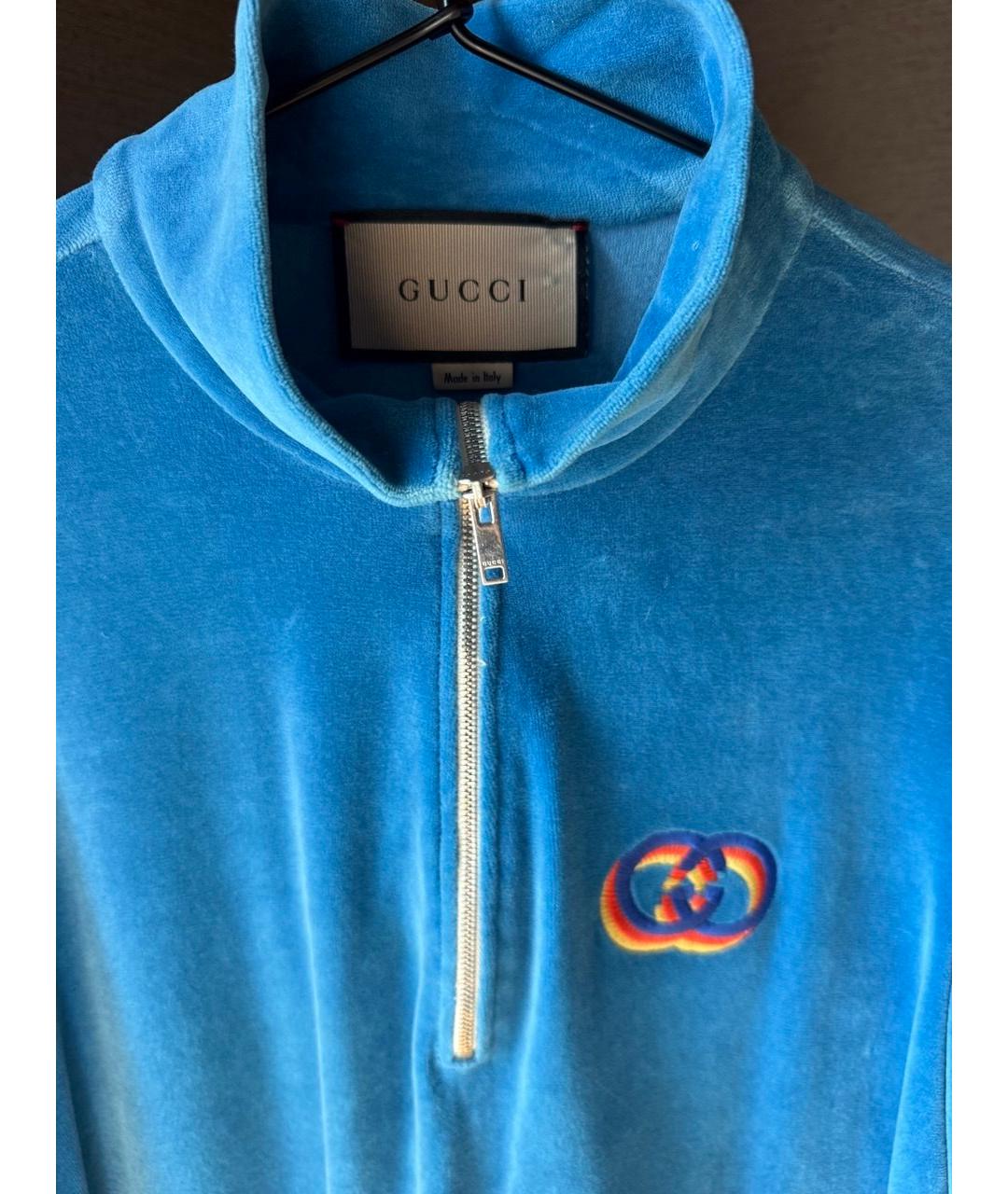 GUCCI Голубое велюровое повседневное платье, фото 3