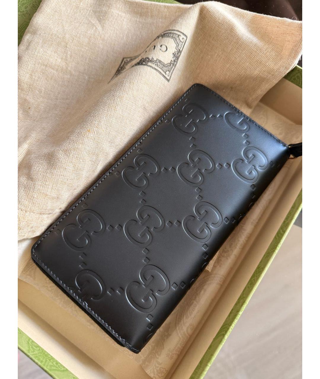 GUCCI Черный кожаный кошелек, фото 3