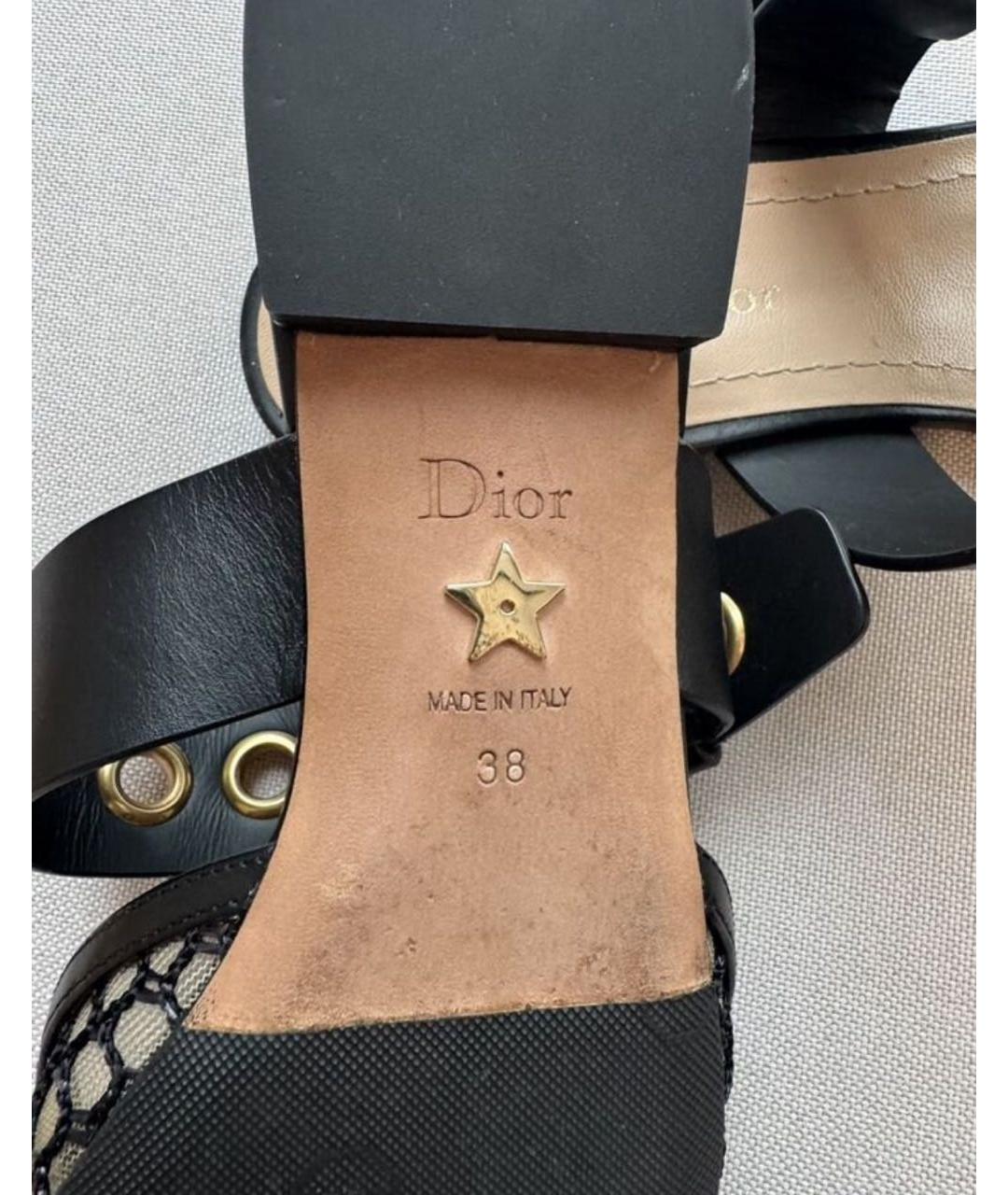 CHRISTIAN DIOR Черные текстильные мюли, фото 7
