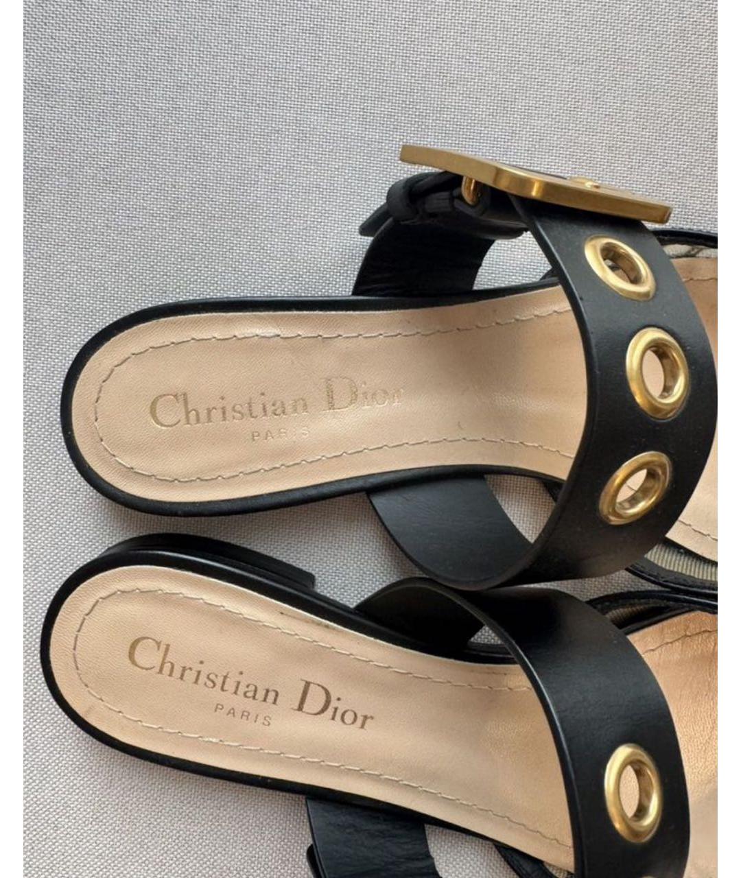 CHRISTIAN DIOR Черные текстильные мюли, фото 5