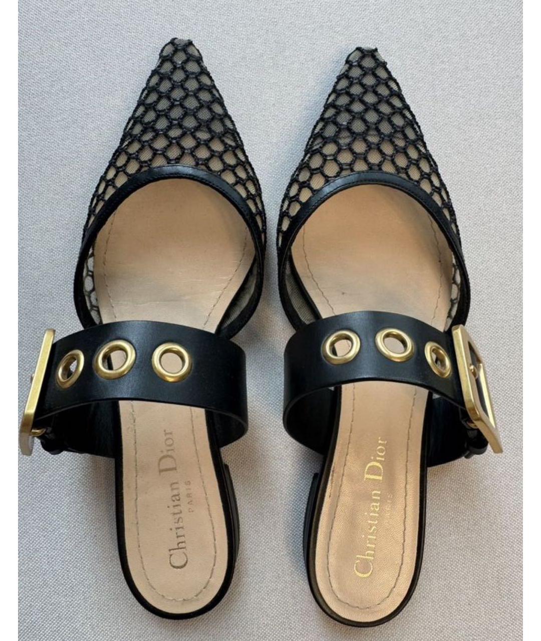 CHRISTIAN DIOR Черные текстильные мюли, фото 2