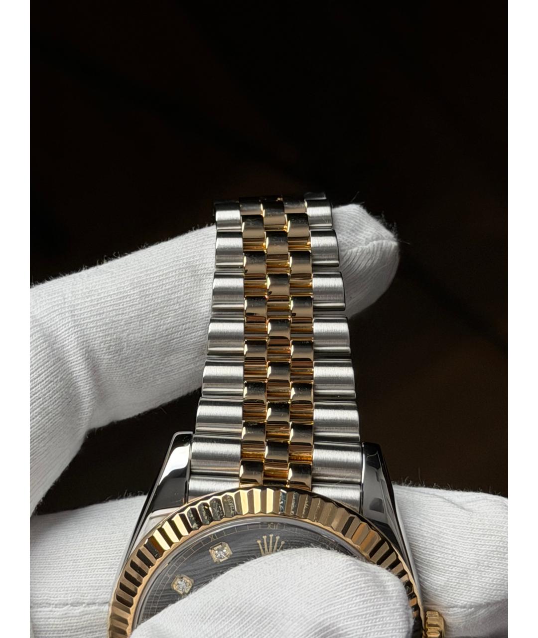 ROLEX Черные часы из желтого золота, фото 9