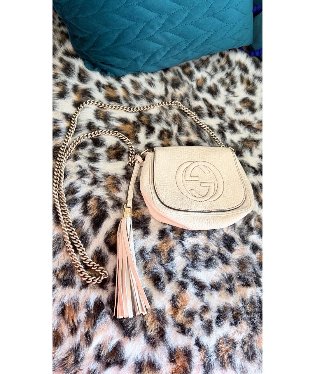 GUCCI Бежевая кожаная сумка через плечо, фото 9