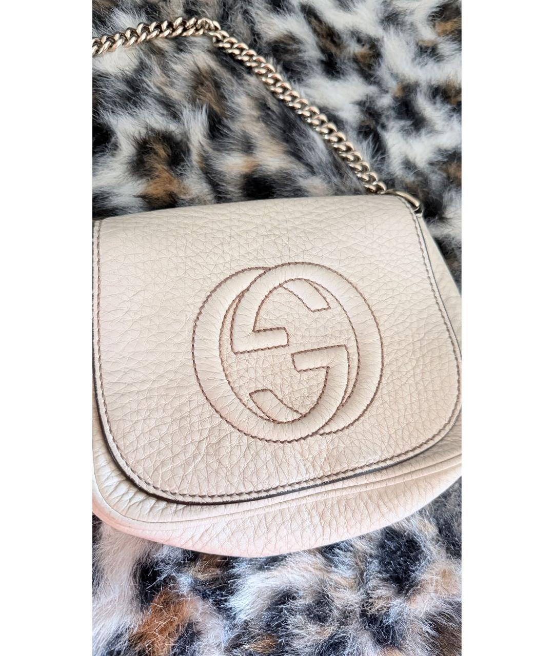 GUCCI Бежевая кожаная сумка через плечо, фото 2
