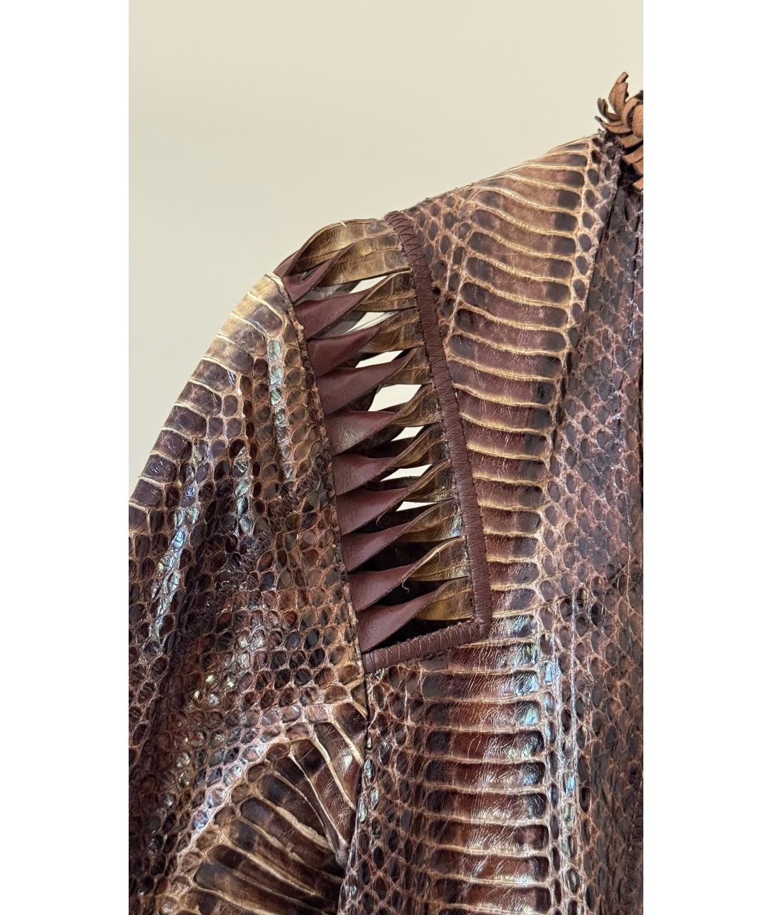 ROBERTO CAVALLI Коричневая кожаная куртка, фото 6