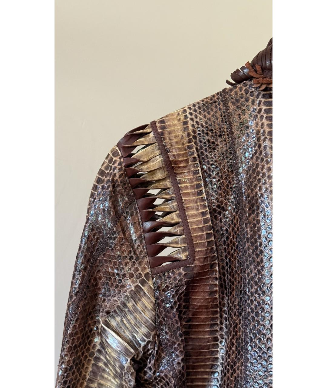 ROBERTO CAVALLI Коричневая кожаная куртка, фото 4
