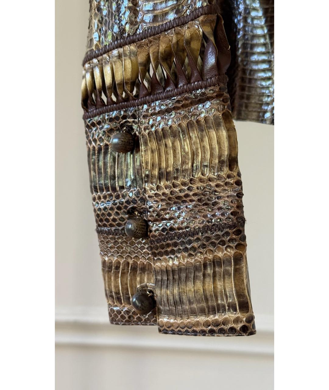 ROBERTO CAVALLI Коричневая кожаная куртка, фото 5