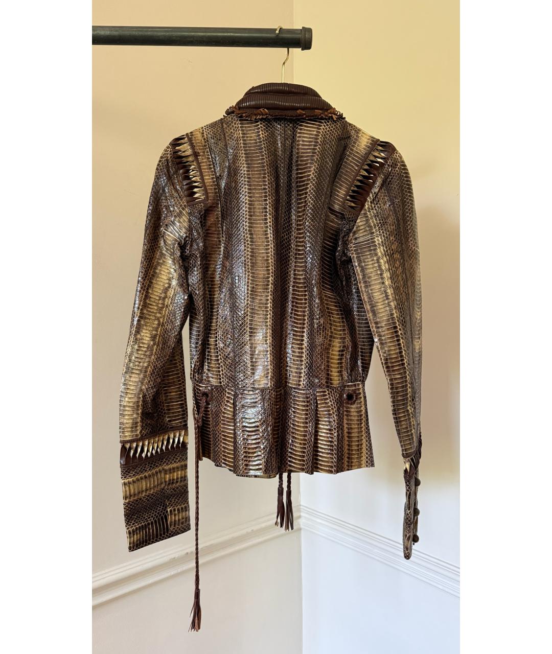 ROBERTO CAVALLI Коричневая кожаная куртка, фото 2