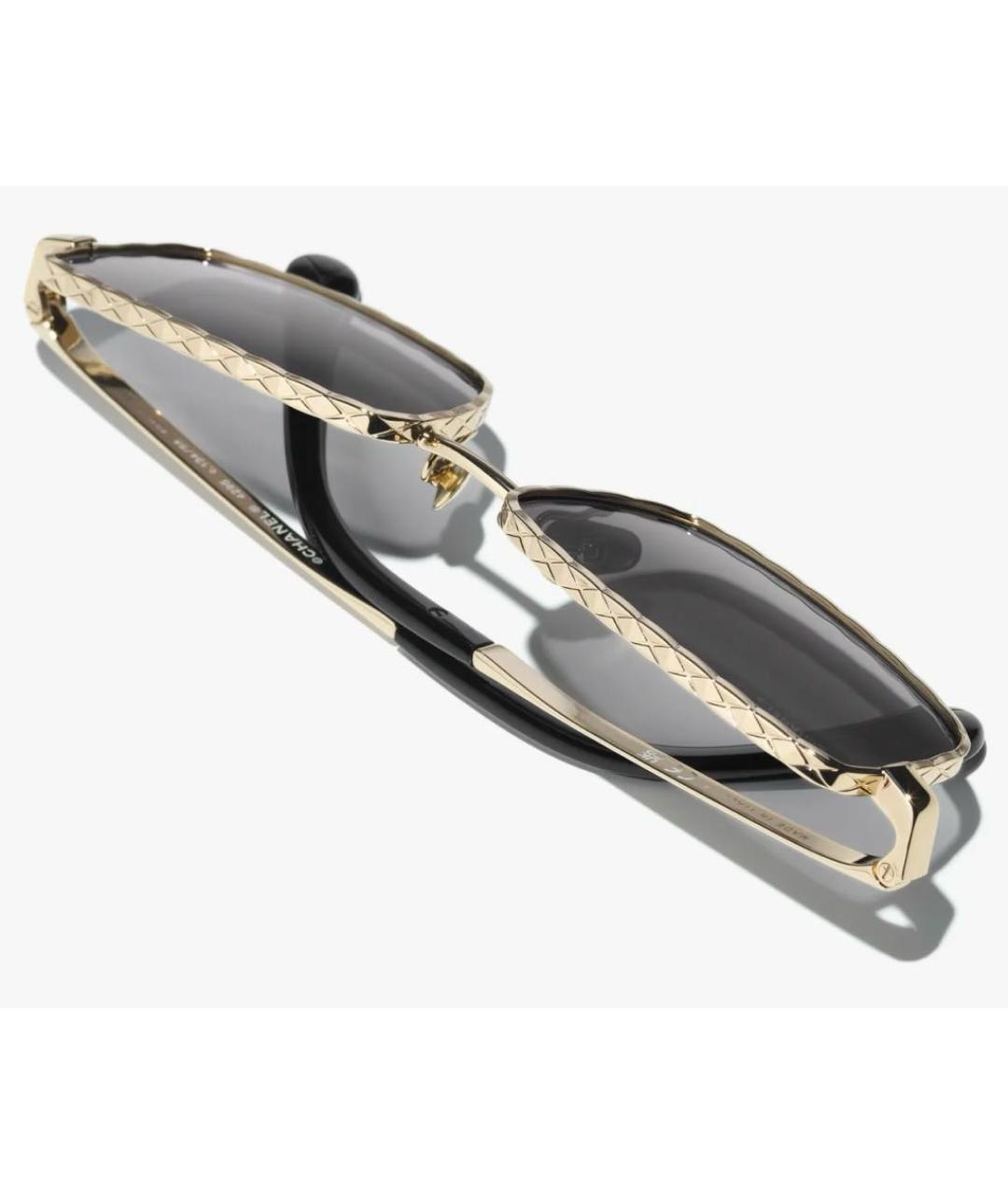 CHANEL Золотые металлические солнцезащитные очки, фото 3