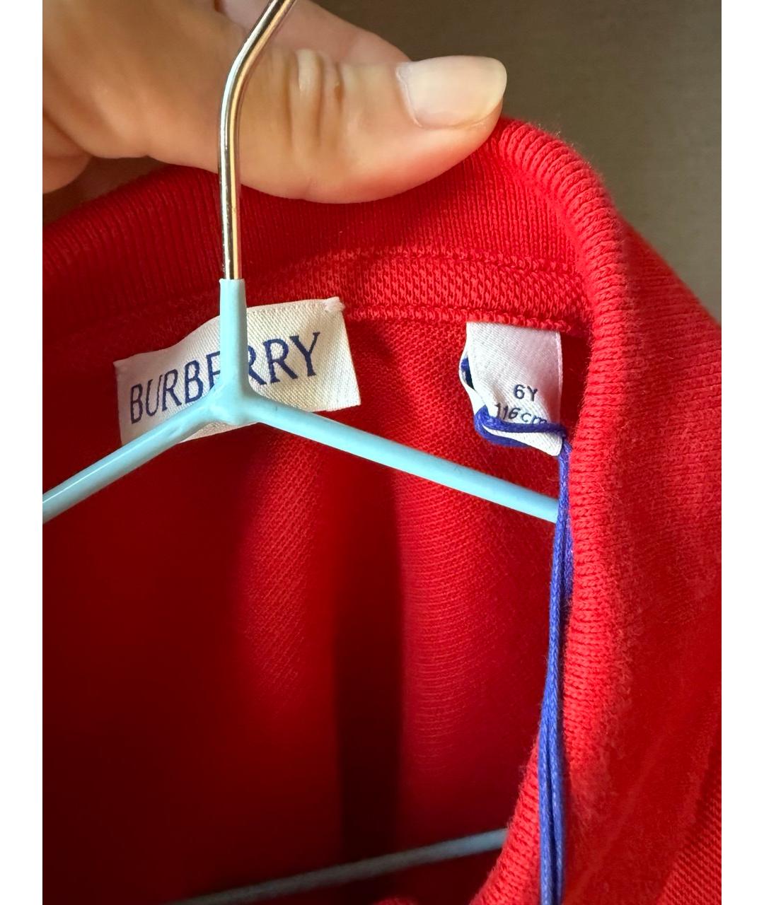 BURBERRY Красная хлопковая детская рубашка, фото 3