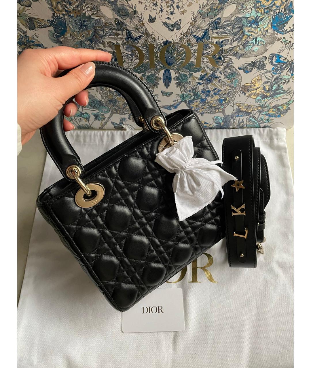CHRISTIAN DIOR Черная кожаная сумка тоут, фото 2