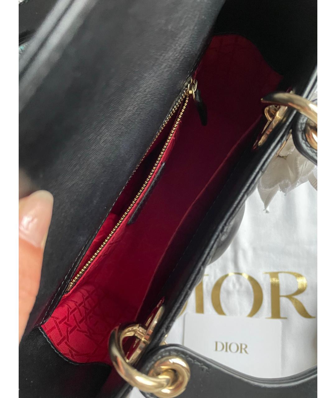 CHRISTIAN DIOR Черная кожаная сумка тоут, фото 6