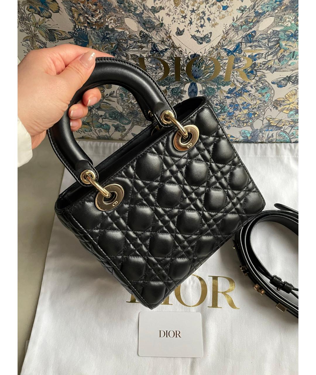 CHRISTIAN DIOR Черная кожаная сумка тоут, фото 3