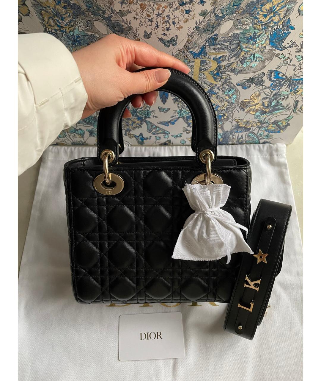 CHRISTIAN DIOR Черная кожаная сумка тоут, фото 7
