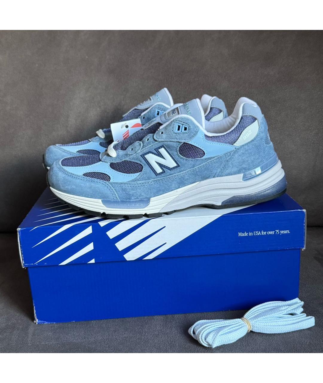 NEW BALANCE Голубые замшевые низкие кроссовки / кеды, фото 4