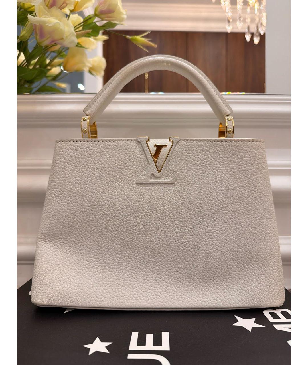 LOUIS VUITTON Белая кожаная сумка с короткими ручками, фото 9