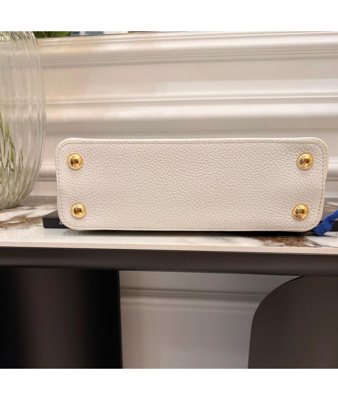 LOUIS VUITTON Белая кожаная сумка с короткими ручками, фото 4