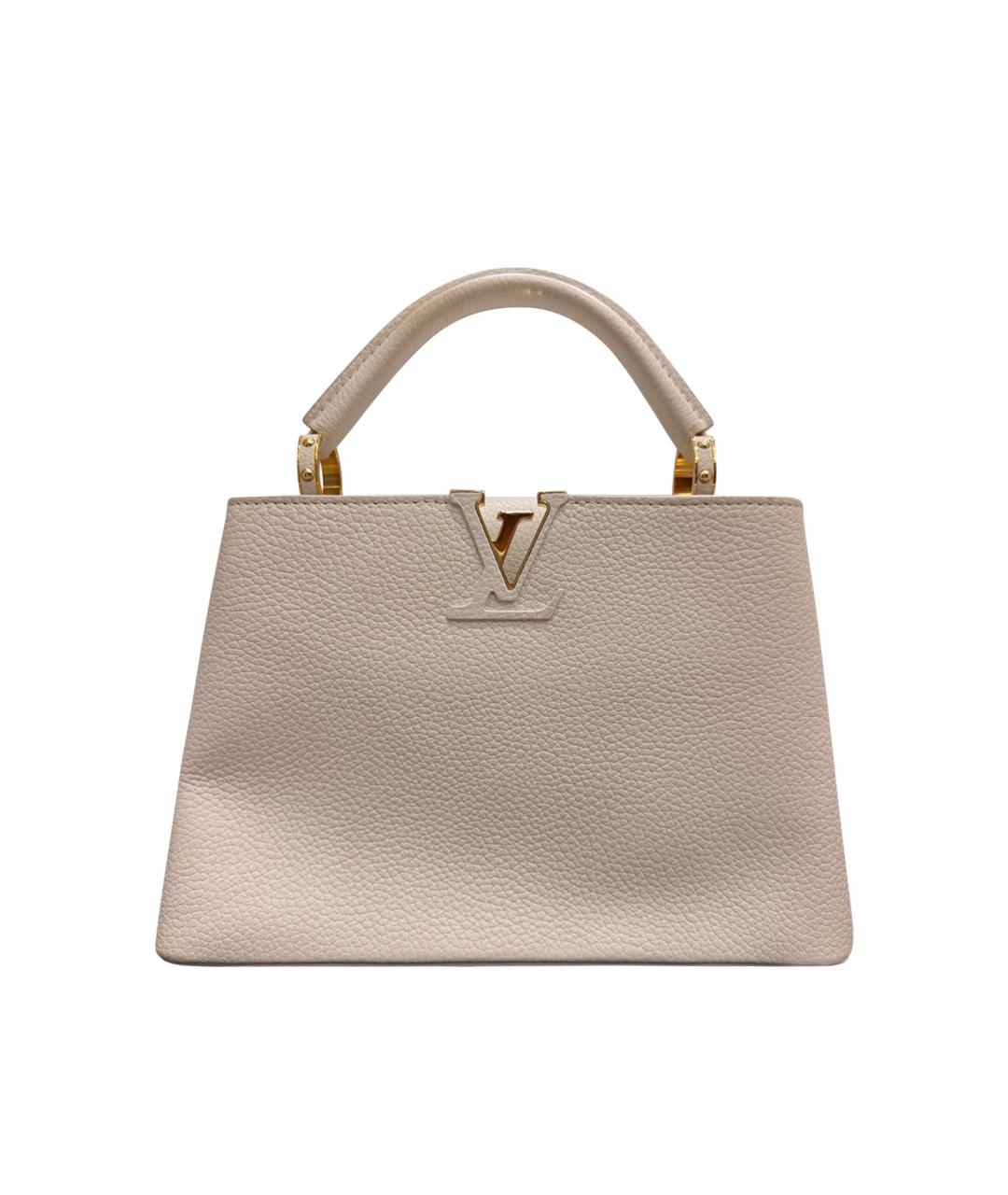 LOUIS VUITTON Белая кожаная сумка с короткими ручками, фото 1