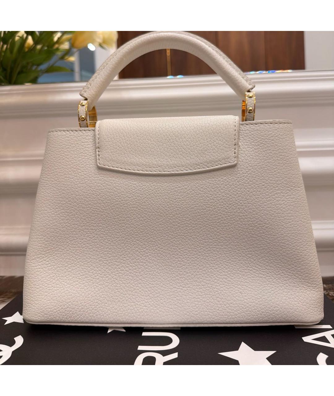 LOUIS VUITTON Белая кожаная сумка с короткими ручками, фото 2