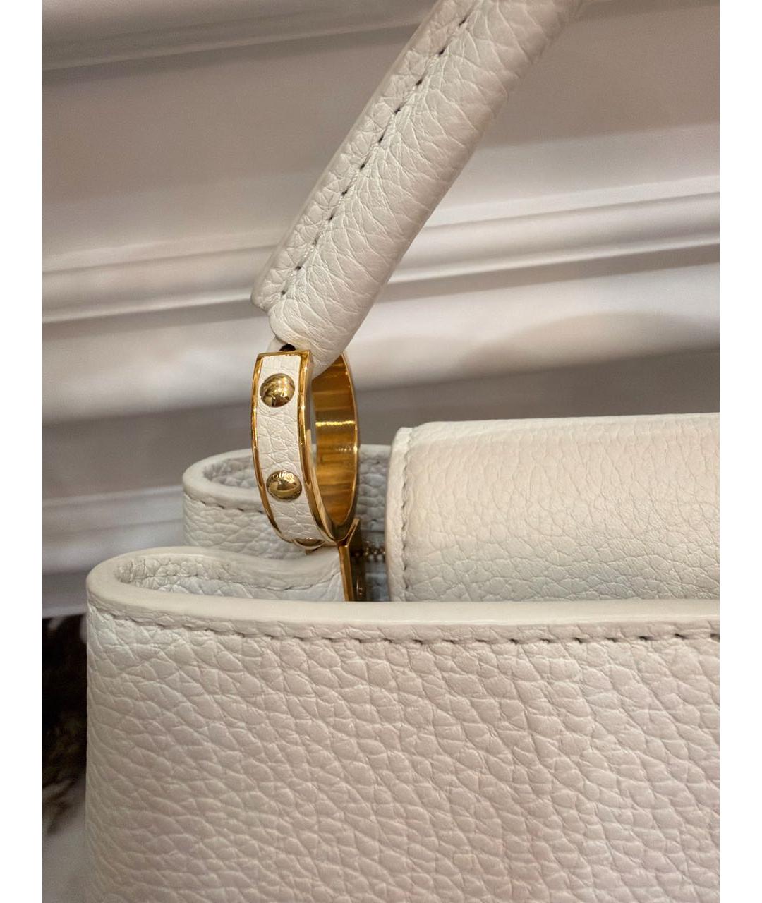 LOUIS VUITTON Белая кожаная сумка с короткими ручками, фото 5