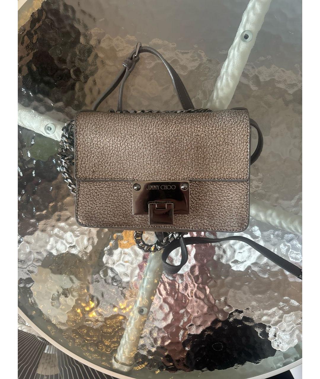 JIMMY CHOO Бежевая кожаная сумка через плечо, фото 6