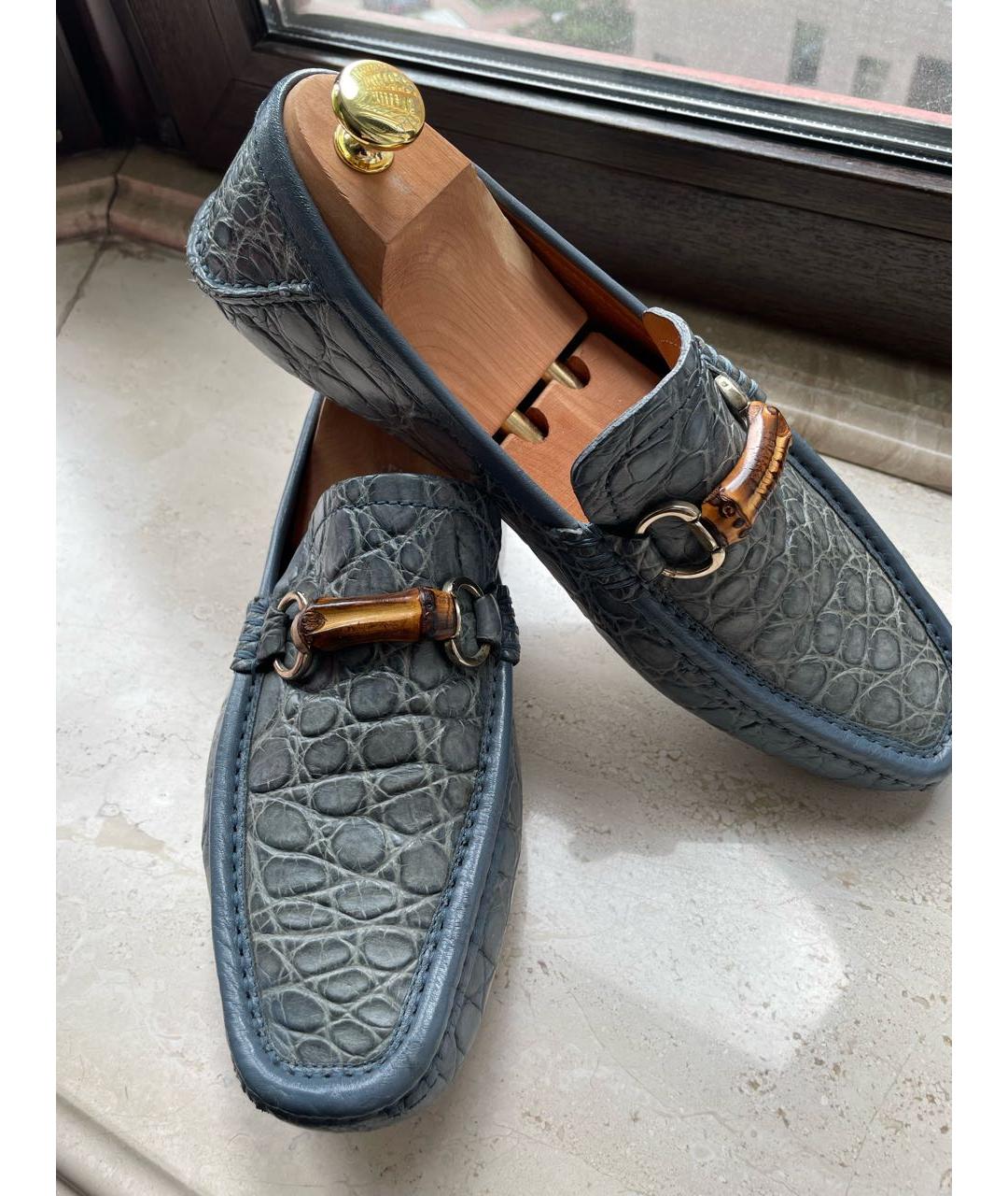GUCCI Голубые мокасины из экзотической кожи, фото 2